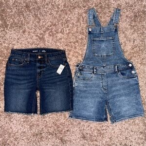 Girls 12 Crewcuts overalls & Old Navy (NWT) shorts